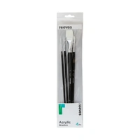 Reeves - White Synthetic Brush Set Long Handle 4 Pce