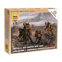 Zvezda - 6168 1/72 British Mortar w/crew 1939-42 Plastic Model Kit